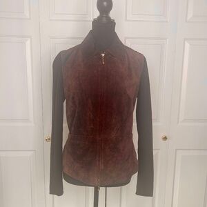 Melanie Lyne Suede Leather and Knit Fabric Arms Size S